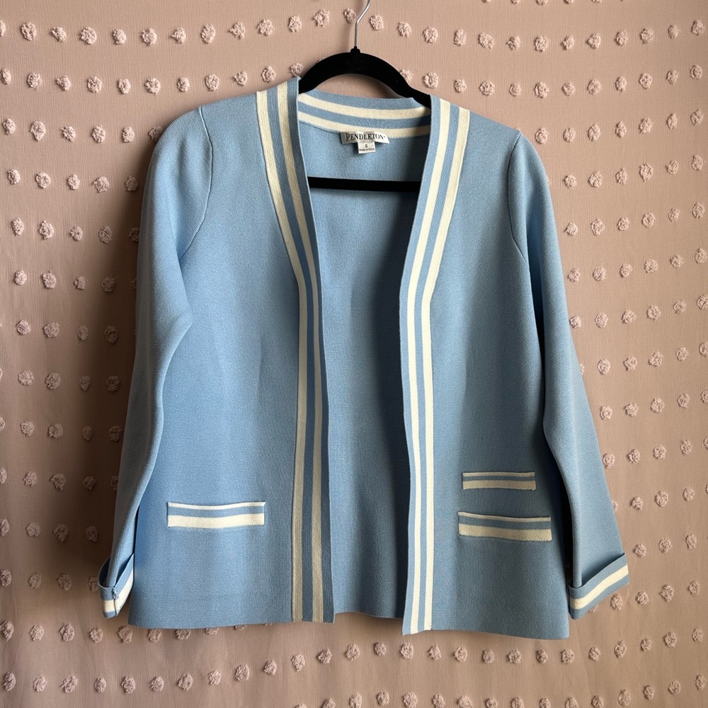 Pendleton Women’s Silk Blend Cardigan Sweater Sz S‎ Baby Blue